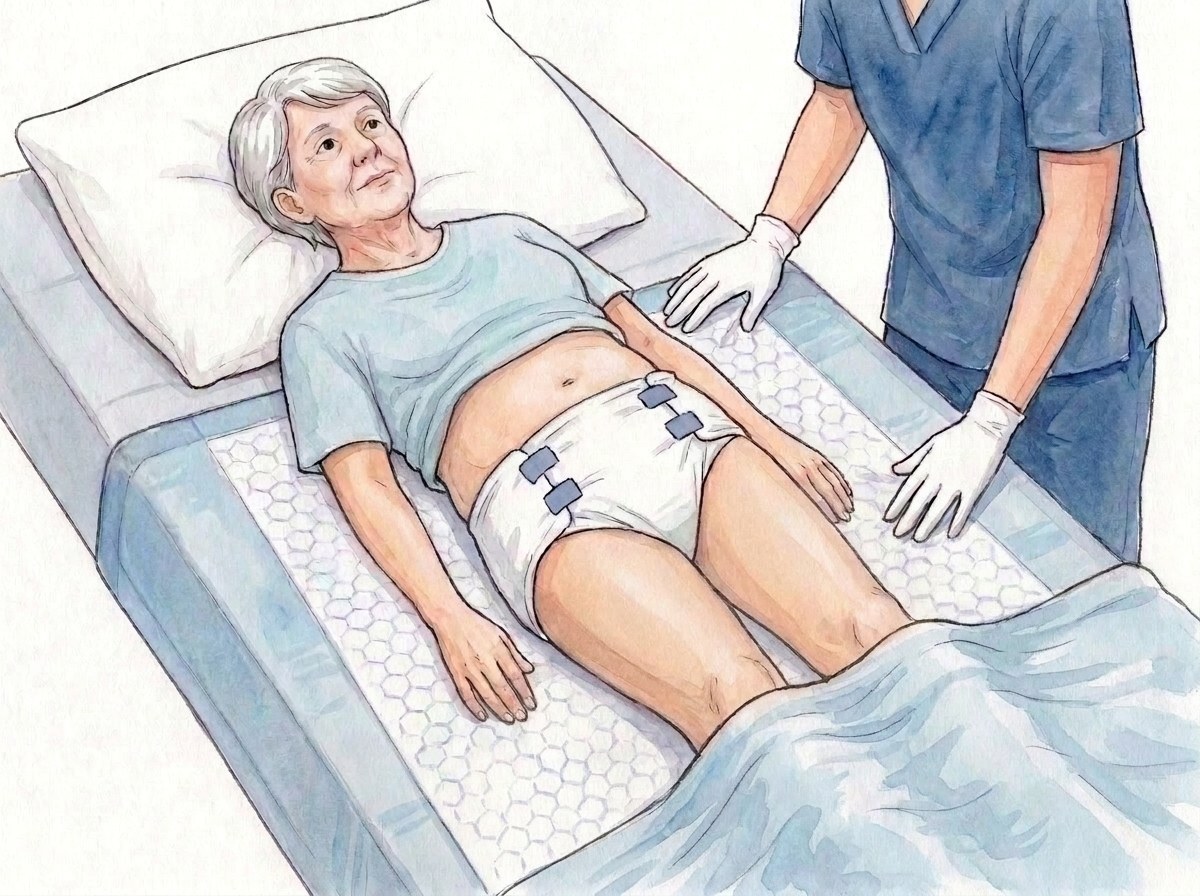 1. Podloga Mati na rjuhi, po celotni širini, s spodvihanimi stranskimi zavihki